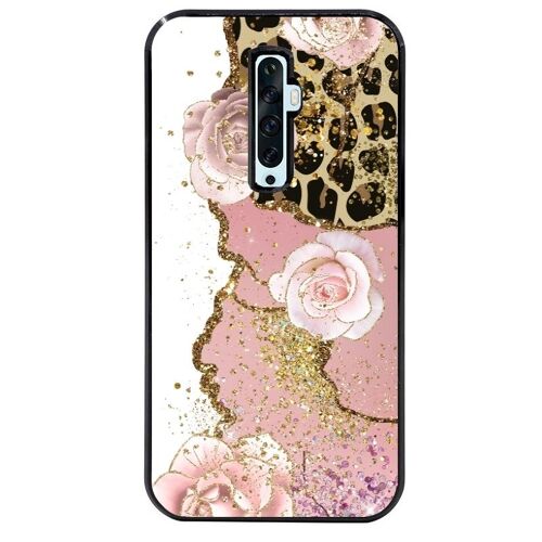 Coque Noire Pour Reno 2z Marbre Fleur Leopard
