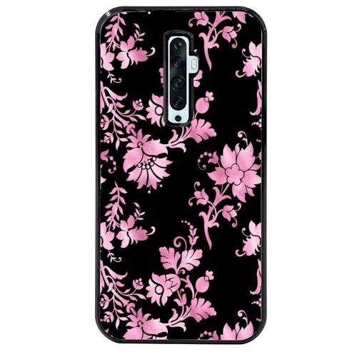 Coque Noire Pour Reno 2z Fleur Rose Et Noire
