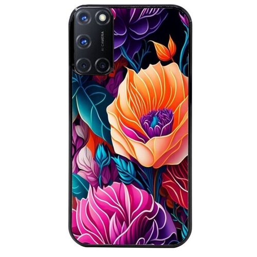 Coque Noire Pour Oppo A72 4g Fleur Orange