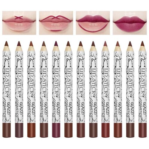 Ensemble De Crayons À Lèvres, 12 Pièces, Rouge Mat, Tenue Longue Durée, Hydratant, Teinte Sexy 