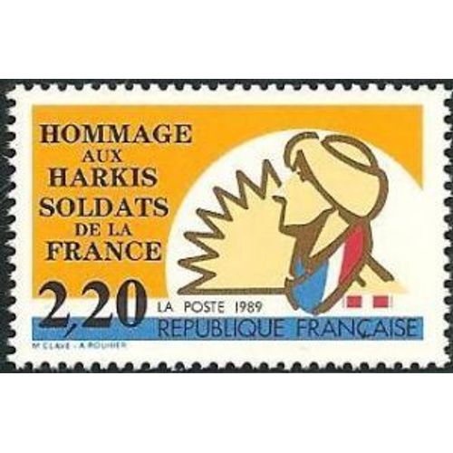 Timbre France 1989, Oblitéré - Hommage Aux Harkis Soldats De La France - 2.20 - Yt2613