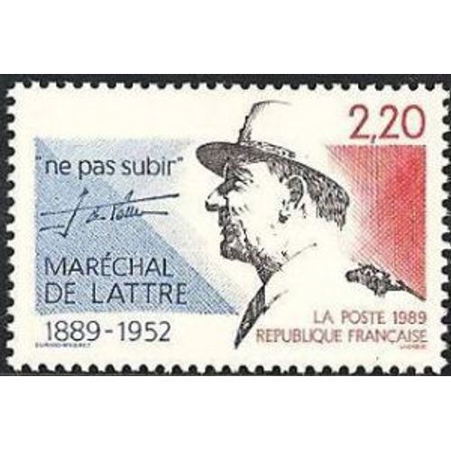 Timbre France 1989, Oblitéré - Maréchal De Lattre De Tassigny (1889-1952) - 2.20 - Yt2611