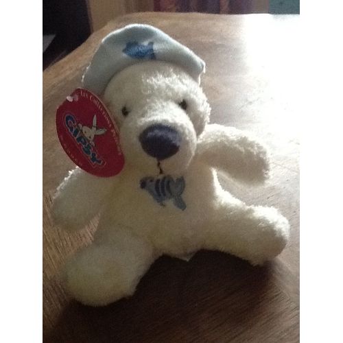 Peluche Chien Blanc Gipsy Motif Poisson Sur Ventre