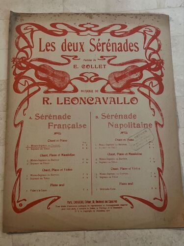 Les Deux Sérénades - Chant & Piano - Paroles De E. Collet, Musique De R. Leoncavallo
