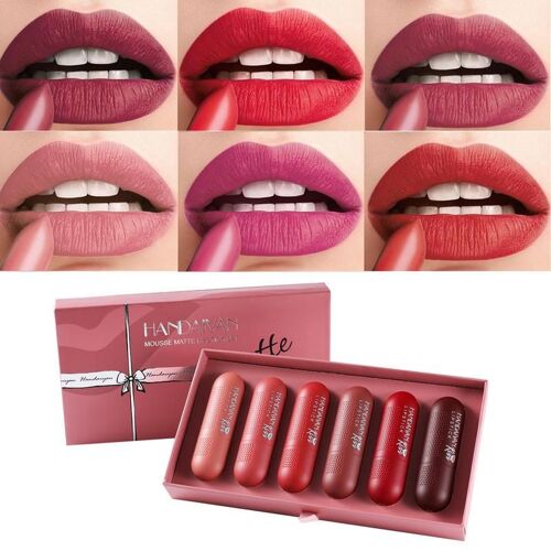 Ensemble De Rouges À Lèvres Mats 6 Pièces, 6 Couleurs, Velours Mat, Mini Longue Durée, Durée De 24 Heures, En Vrac 
