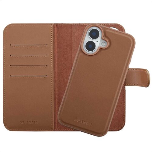 Selencia Étui Portefeuille Amovible Olyn Avec Magsafe Iphone 16 Marron