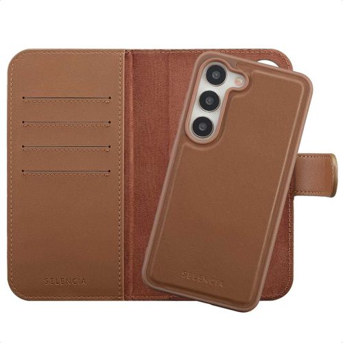 Selencia Étui Portefeuille Amovible Olyn Avec Magsafe Samsung Galaxy S23 Marron