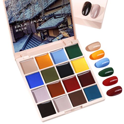 1 Palette De Vernis À Ongles Uv/Led, Crème Solide, 16 Couleurs En 1, À Tremper, Laque De Salon, Ensemble D'outils De Décoration 
