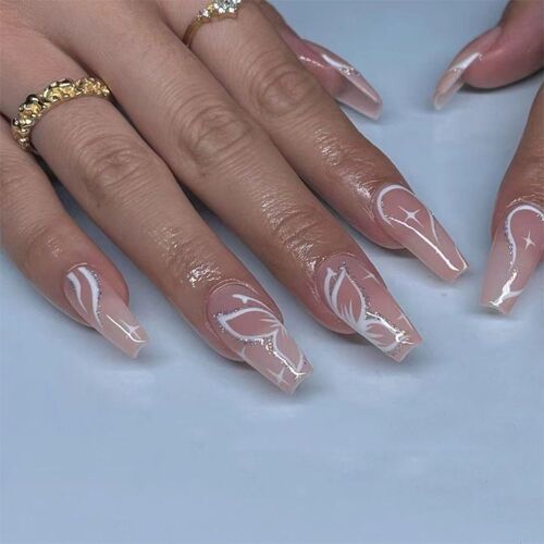 Lot De 24 Faux-Ongles Ballerine Pour French Manucure, Couverture Complète, À Pression, À Faire Soi-Même 