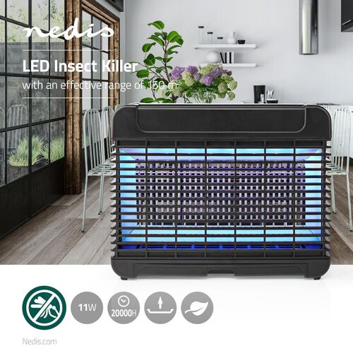 Lumière piège à mouches - Nedis INKI112CBK16 - 11 W, Éclairage LED, portée efficace 150 m², Noir