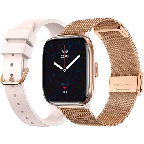 Montre Connectée Echo Rainbow Nano Or Rose Silicone + Milanais