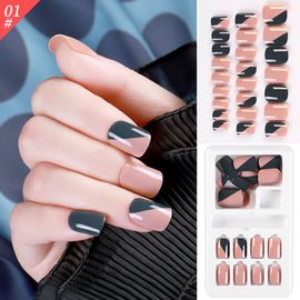 Patchs Pour Faux-Ongles Multicolores, Bandes Autocollantes Simples Pour Salon De Manucure, Décoration À Faire Soi-Même, 24 Pièces/Ensemble 