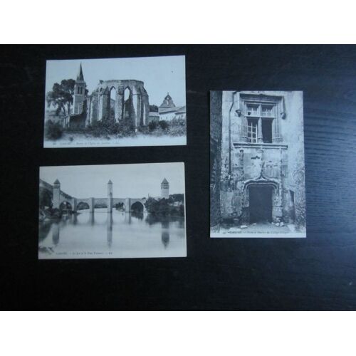 Lot De 4 Cartes Postales : Cahors (Collège Pellegry-Église Des Jacobins-Pnt Valentré) Sans Correspondance-Début Du Siècle Dernier