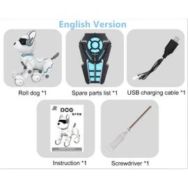 version anglaise - Robot parlant Intelligent RC, chien marche danse, animal de compagnie interactif, contrôle vocal, encyclopédie, enseignement aux enfants, jouets Puzzle intelligents