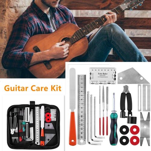 Kit D'outils Professionnels De Réparation De Guitare, Outils D'entretien, Ensemble Complet D'accessoires De Nettoyage, Jauge De Règle D'action