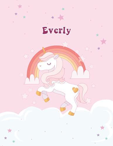 Everly: Unicorn Notebook Personal Name Wide Lined Rule Paper | Notebook The Notebook For Writing Journal Or Diary Women & Girls Gift For Birthday, For ... | 162 Pages Size 8.5x11inch | Matte Finish