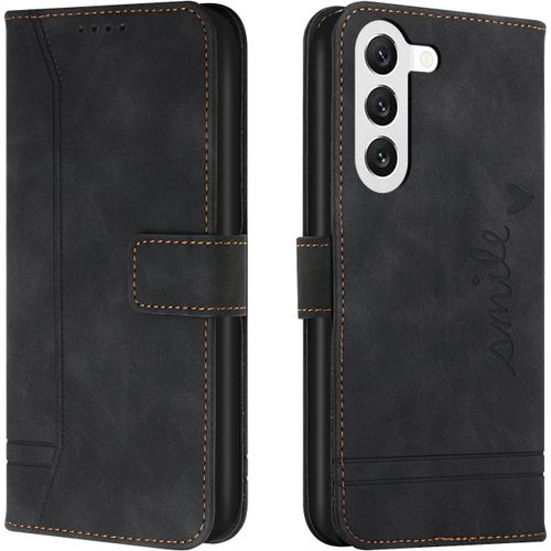 Coque Pour Galaxy S23 Plus, Etui Cuir Avec Magnetique, Flip Pochette Housse Pour Galaxy S23 Plus Protection, Noir