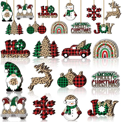 24Pcs Decoration Noel Sapin - AQSACOKIYA - avec Flocon De Neige GNOME Bonhomme Neige Camion Renne Clochette Décorations - C