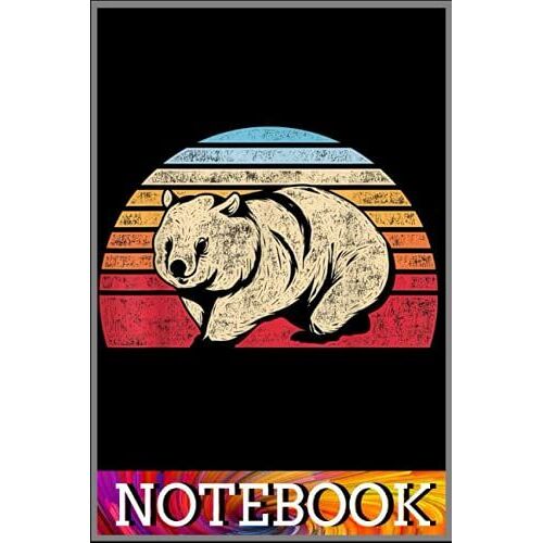 Notebook: Australia Wildlife Outback Animal Aussie Retro Wombat Notebook 6x9 Inch By Janet Vozt