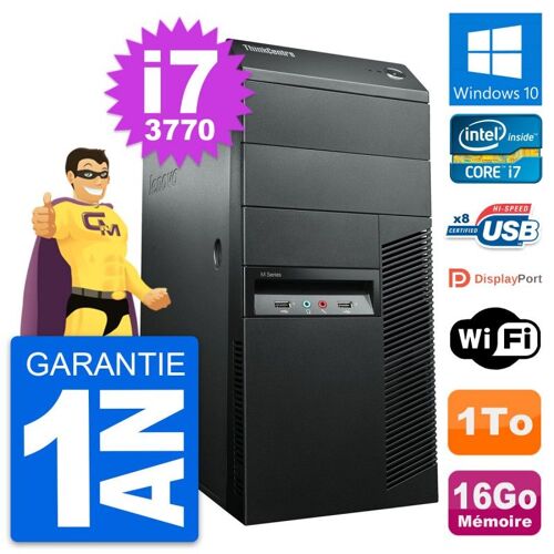 PC Tour Lenovo ThinkCentre M92p Core i7-3770 RAM 16Go Disque 1To Windows 10 Wifi