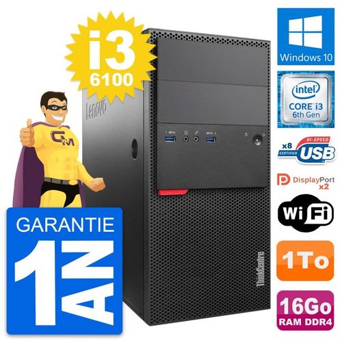 PC Tour Lenovo ThinkCentre M800 Core i3-6100 RAM 16Go Disque 1To Windows 10 Wifi