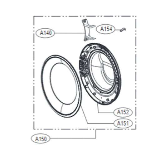 Hublot complet (repère a150) - Lave-linge (ADC74745514 LG)