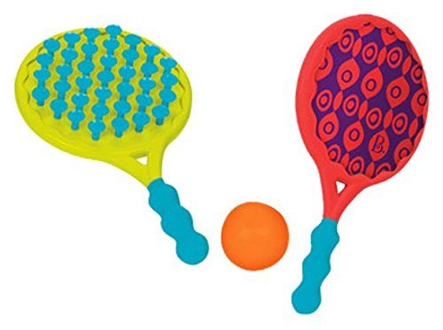 B Toys Set 2 Suction Paddles Ball Catch Toss Sports Games Outdoor Playset For Kids 3 Years Paddle Popper-Red Green Bx1526z Rouge Chaud
