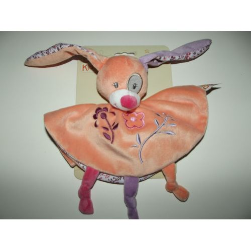 Doudou Plat Rond Lapin Doukidou Saumon Orange  Abricot Fleur Cocard Dou Kidou Lapinou Jouet Bebe Naissance Peluche Éveil Enfant  Blanket Comforter Soft Toy