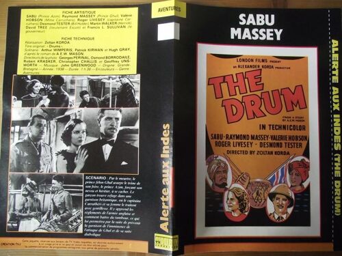 Jaquette Du Film.Alerte Aux Indes(The Drum(1938).Réalisation.Zoltan Korda Avec Sabu Raymond Massey Valérie Hobson Roger Livesey Desond Tester