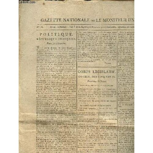 Gazette Nationale Ou Le Moniteur Universel, N°32 - Duodi, 2 Brumaire, L An 5 (Dimanche 23 Octobre 1796) : Politique, République Française (Retraite Du Général Moreau) / Corps Législatif, Conseil Des(...)