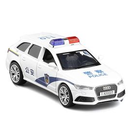 Police Blanc Sans boîte - Modèle de voiture Audi RS6 Station Wagon pour enfants, échelle 1:36, Alliage moulé sous pression, Modèle de voiture de luxe, Arrière côtelé, Jouets avec collection, F176