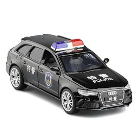Police Noir Sans boîte - Modèle de voiture Audi RS6 Station Wagon pour enfants, échelle 1:36, Alliage moulé sous pression, Modèle de voiture de luxe, Arrière côtelé, Jouets avec collection, F176