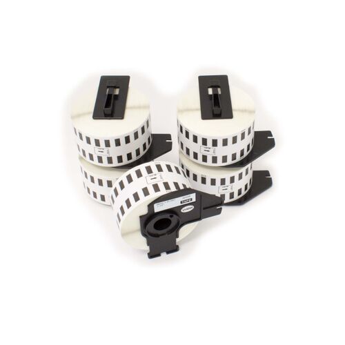 vhbw 5x Rouleau d'étiquettes + support 38mm x 30,48m (1 étiquette) compatible avec Brother PT QL500BW, QL-550, QL500BS étiqueteuse blanc