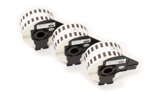 vhbw 3x Rouleau d'étiquettes + support 38mm x 30,48m (1 étiquette) compatible avec Brother PT QL1060N, QL-500, QL-500A étiqueteuse blanc