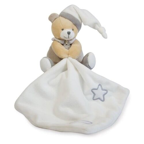 Doudou Babynat Baby'nat Ours Luminescent Avec Mouchoir Gris Etoile 13cms Bn0137