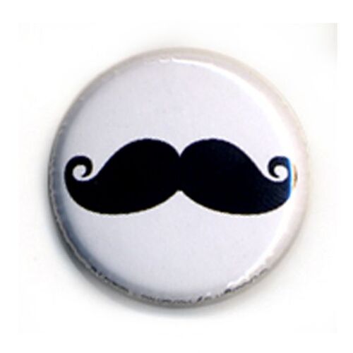Badge Moustache 02 Moustaches Noir Fond Blanc French Spirit Vintage Funny Retro Pins Button Ø25mm