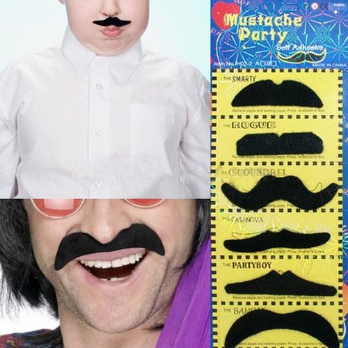 6 Fausse Moustaches Adhésives Accessoire De Déguisement