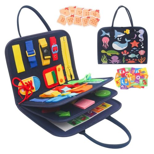 Busy Board Montessori Pour Enfants, 3 Couches Planche Montessori, Jeux Montessori 1 An Tout-Petits, Apprendre Compétences De Vie Jouets Éducatifs Pour Garcon Fille Bébé 1 2 3 4 Ans