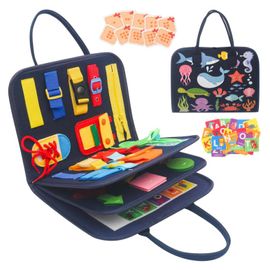 Busy Board Montessori Pour Enfants, 3 Couches Planche Montessori, Jeux Montessori 1 An Tout-Petits, Apprendre Compétences De Vie Jouets Éducatifs Pour Garcon Fille Bébé 1 2 3 4 Ans