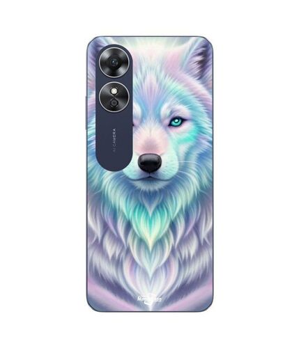 Coque Oppo A17 Loup Blanc Reflet Violet