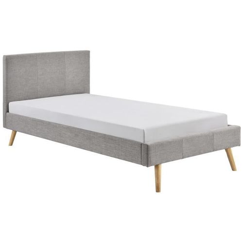 Lit Enfant Scandinave Tissu Gris Clair - Sommier Inclus - L 90 X L 190 Cm