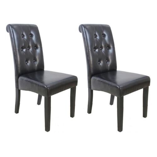 CUBA Lot de 2 chaises de salle a manger - Simili gris - Style contemporain - L 49 x P 65 cm