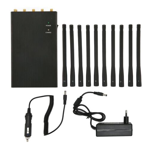 Brouilleur de Signal pleine bande 12W, 10 antennes, rayon de 16 yards, batterie 8000mAh, bloqueur de Signal pour bureau, entreprise, maison, prise ue 100-240V