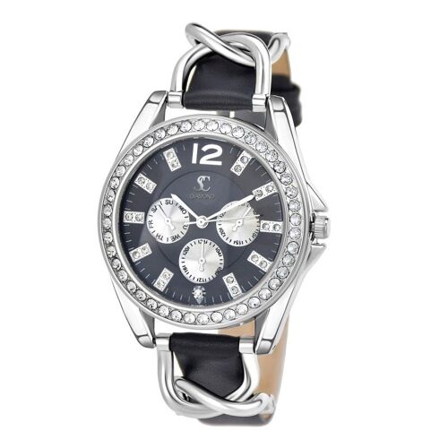 Montre Élégante Adèle Sc Crystal Ornée De 44 Cristaux Autrichien Et D'un Véritable Diamant