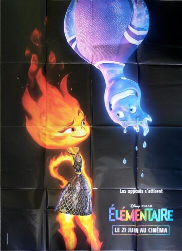 Élémentaire / Disney, Pixar - Affiche Originale De Cinéma - Format 120x160 Cm - Un Film De Peter Sohn Avec Les Voix De Leah Lewis, Mamoudou Athie, Ronnie Del Carmen - Année 2023