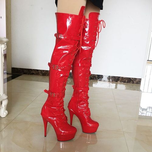 Laijianjinxia Pu Ixdîner E Boîte De Nuit À Talons Hauts Sur Le Genou Chaussures De Brevpour Femmes 15cm Talons Hauts Bottes A-079