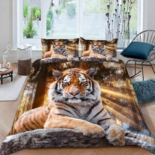 Parure De Lit Pi¿¿Ces Tigre Animal La For¿ºt Housse Couette X Enfant Personnes D Motif Avec Fermeture ¿¿Clair Hypoallergique Microfibre Taies D'oreiller X Cm, X+Xcmx