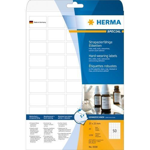 Herma Special - Mat - Auto-Adhésif - Blanc - 37 X 25 Mm 1250 Étiquette(S) (25 Feuille(S) X 50 Étiquettes Pelliculées