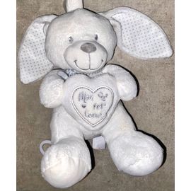 Doudou Lapin Musical Pommette Blanc Mon Petit Coeur Peluche Boite À Musique Bebe