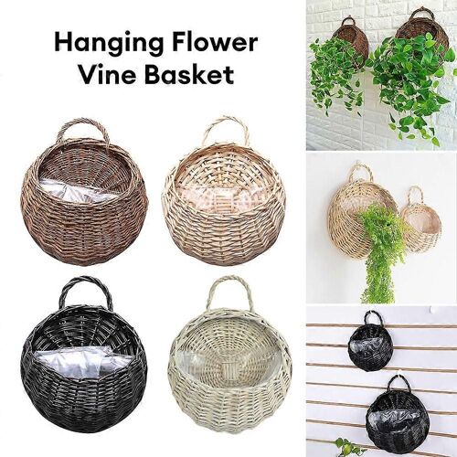 Mur Montage Rotin Panier Fait Main En Osier Pot De Fleur Suspendu Vase Tissé Paniers Cachepot Pour Jardin Balcon Home Decor